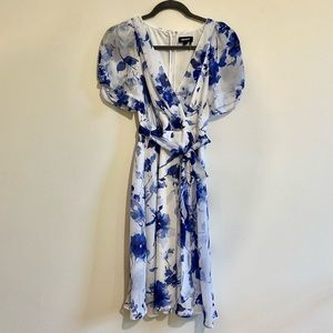 DKNY white and blue flower printed dress
